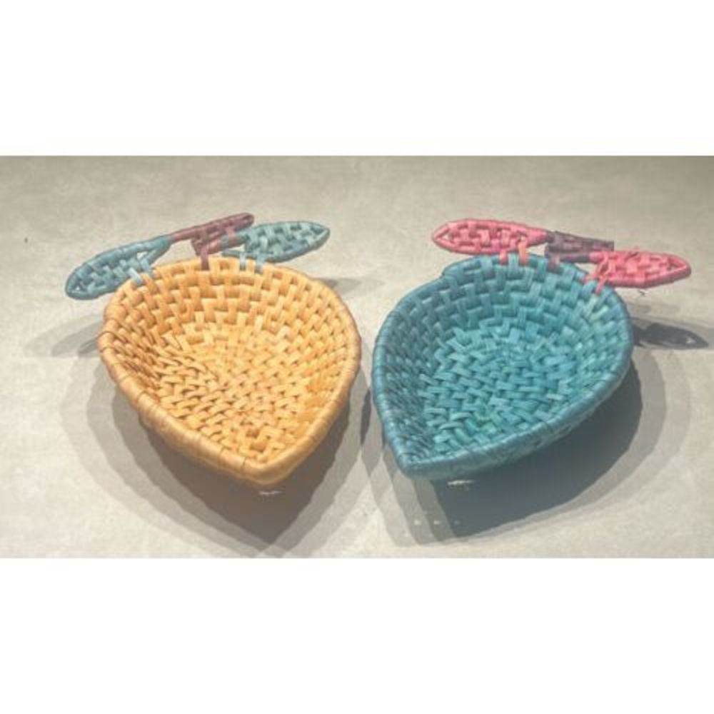 Vintage Kitsch Fruit Veggie Woven BASKET Summer Spring Boho set Table Wall Rare